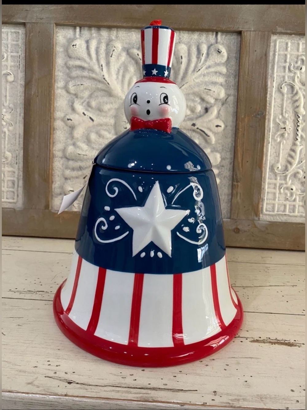 Carnival Cottage Johanna Parker Liberty Bell Canister Cookie Jar Brand New! HTF